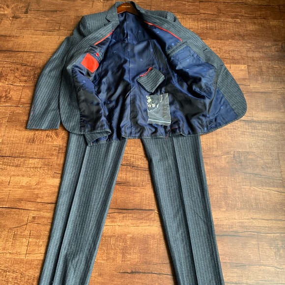Isaia Napoli bluish Gray 100% wool 46L(56 8L) suit - Picture 5 of 8